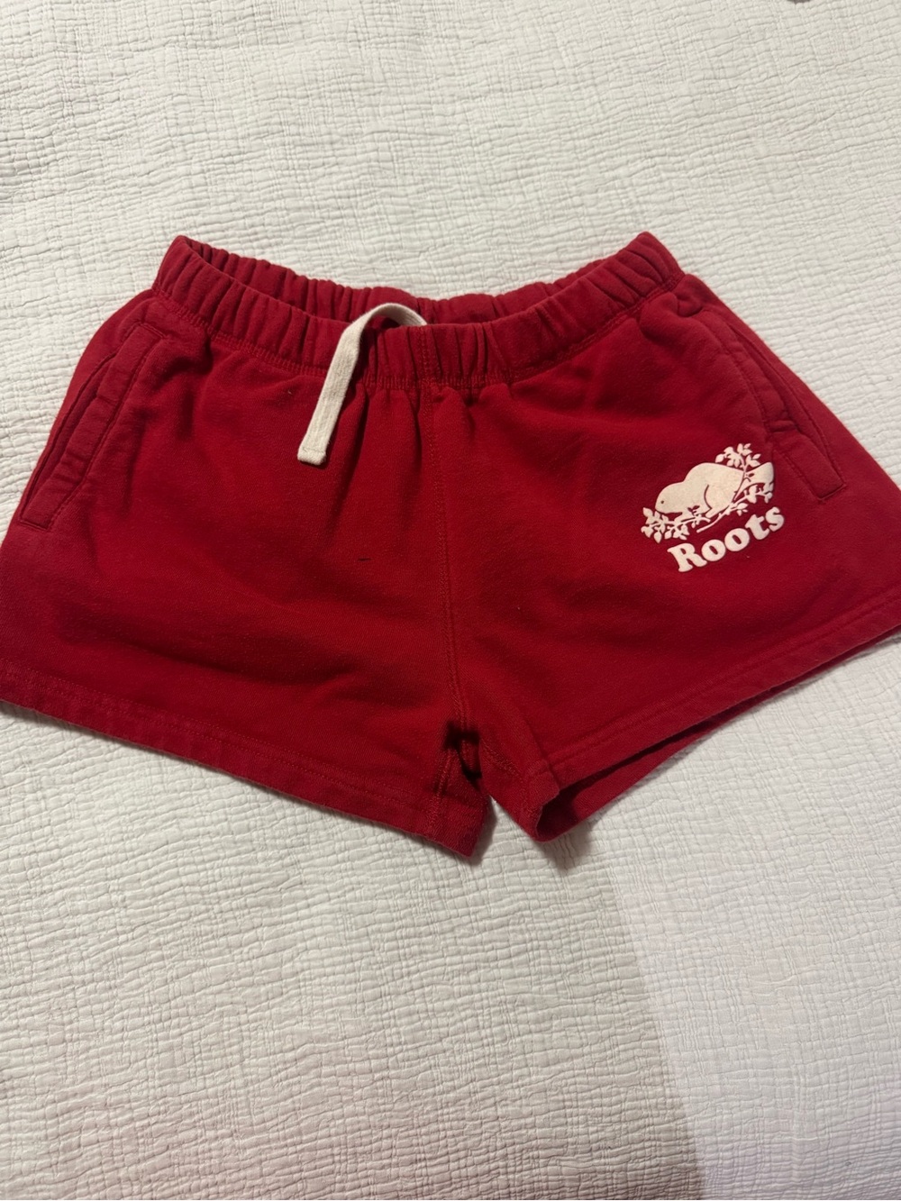 Roots Kids Cranberry Red Cotton Fleece Shorts